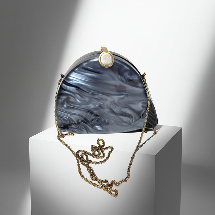 1980’s Grey Marbled Plastic Lucite Chain Purse
