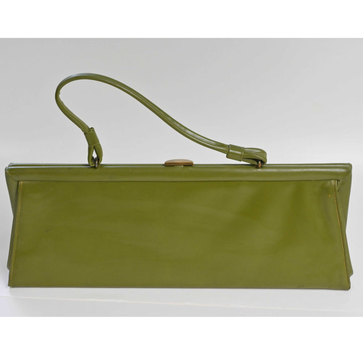 Khaki Green Elongated Vinyl Purse