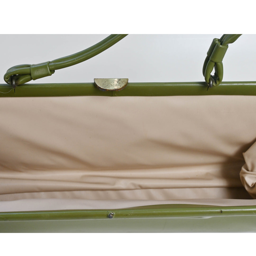 Khaki Green Elongated Vinyl Purse