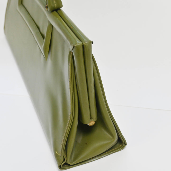 Khaki Green Elongated Vinyl Purse