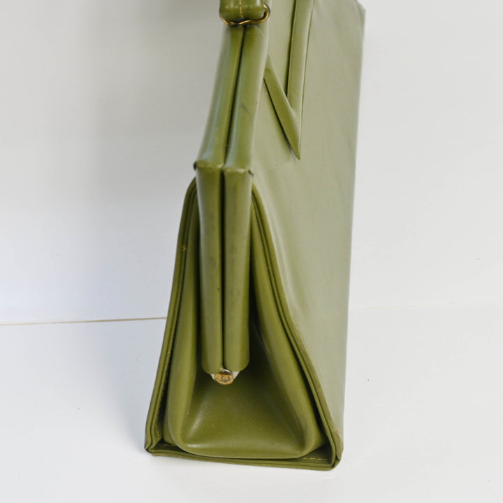 Khaki Green Elongated Vinyl Purse