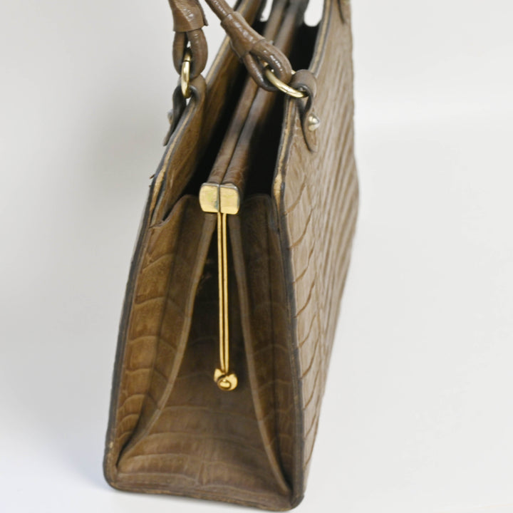 Brown Faux Reptile Purse - 1960's