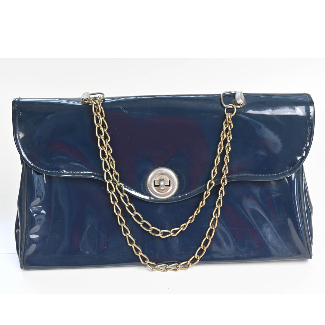 Vintage 1960’s Navy High Gloss Chain Purse