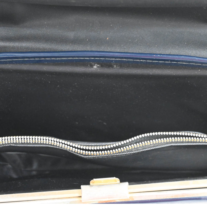 Navy High Gloss Chain Purse - 1960's