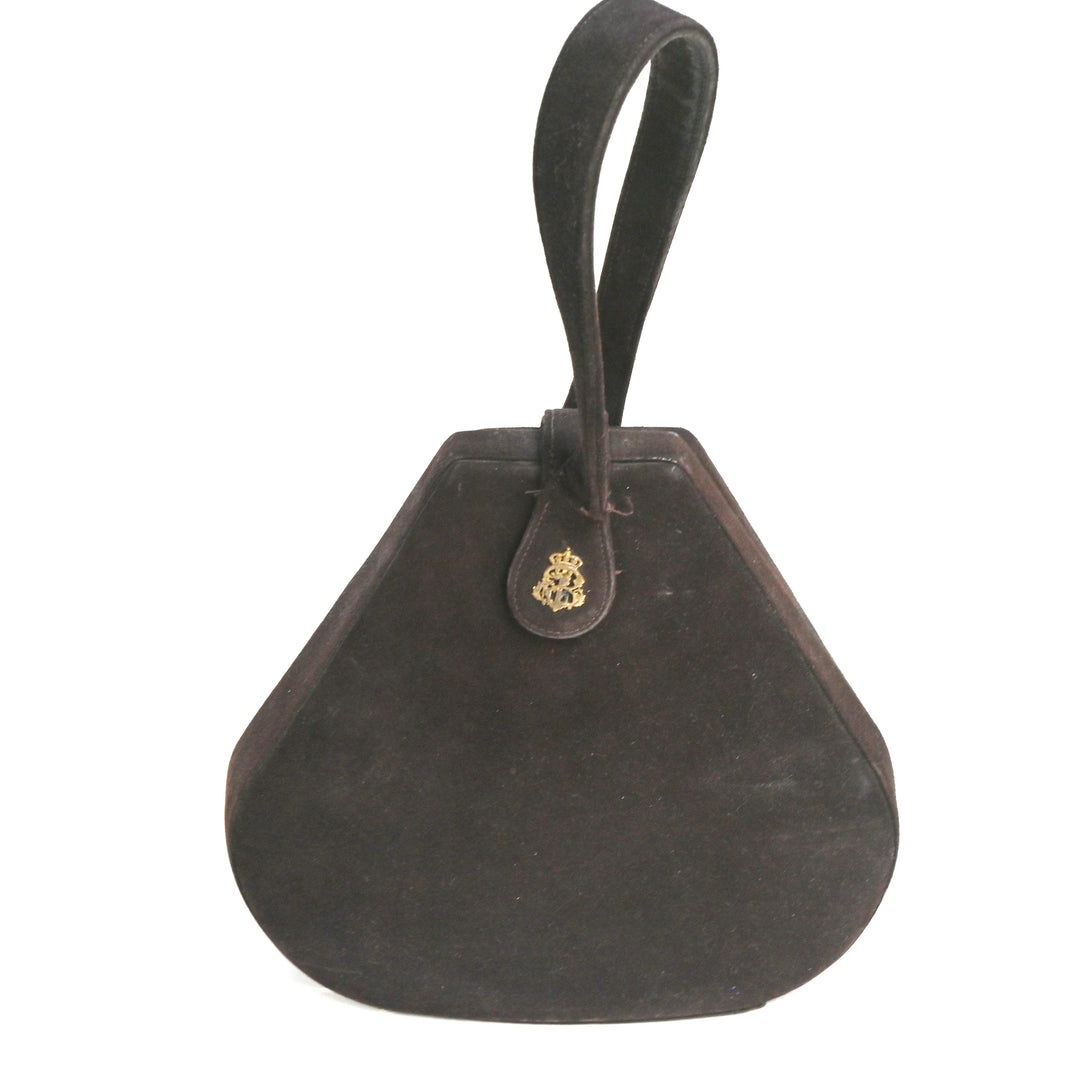 Vintage Brown Suede Loop Handle Handbag 1940’s