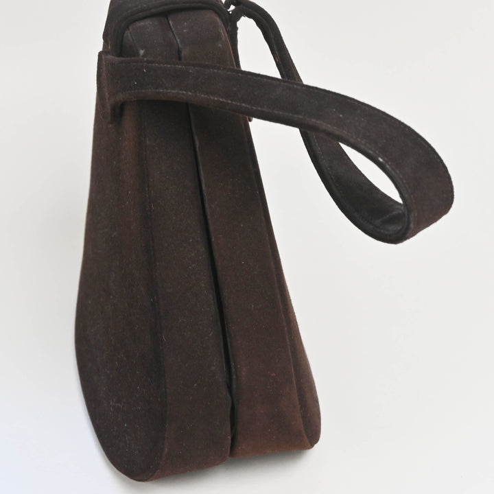 Brown Suede Loop Handle Handbag 1940’s