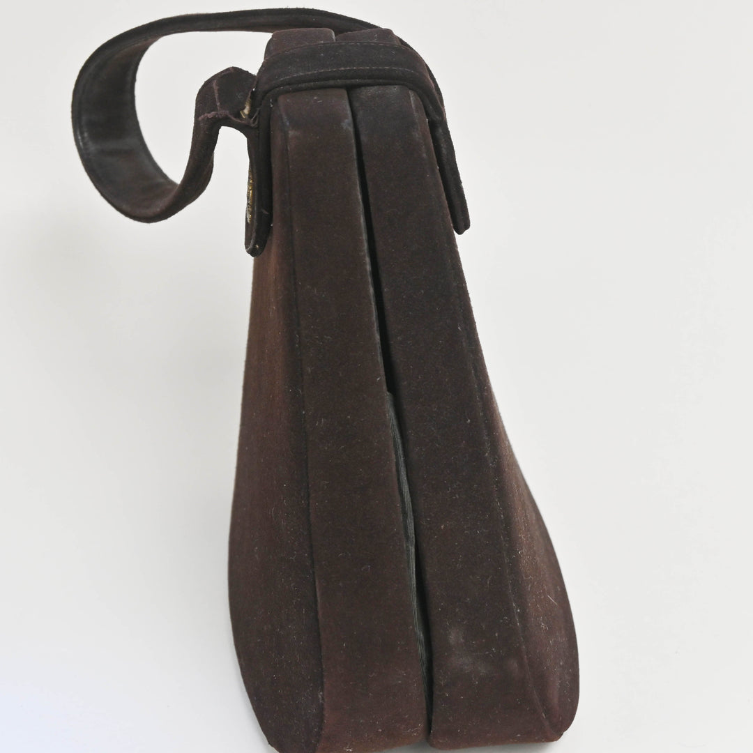 Brown Suede Loop Handle Handbag 1940’s