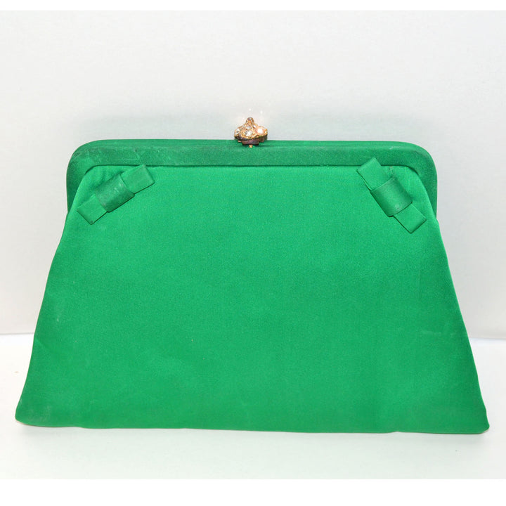 1950’s Emerald Green Satin Evening Clutch Purse