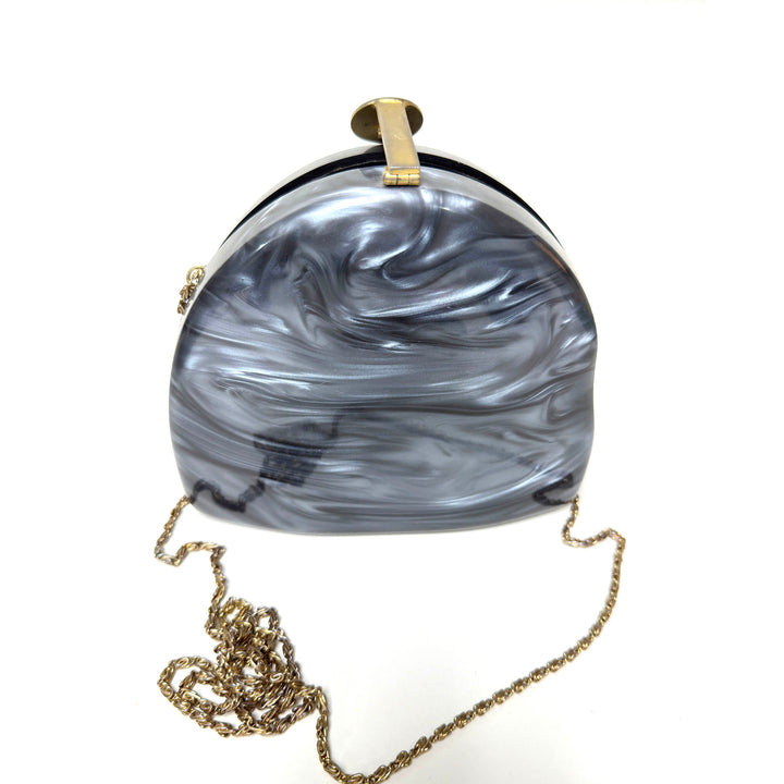 1980’s Grey Marbled Plastic Lucite Chain Purse