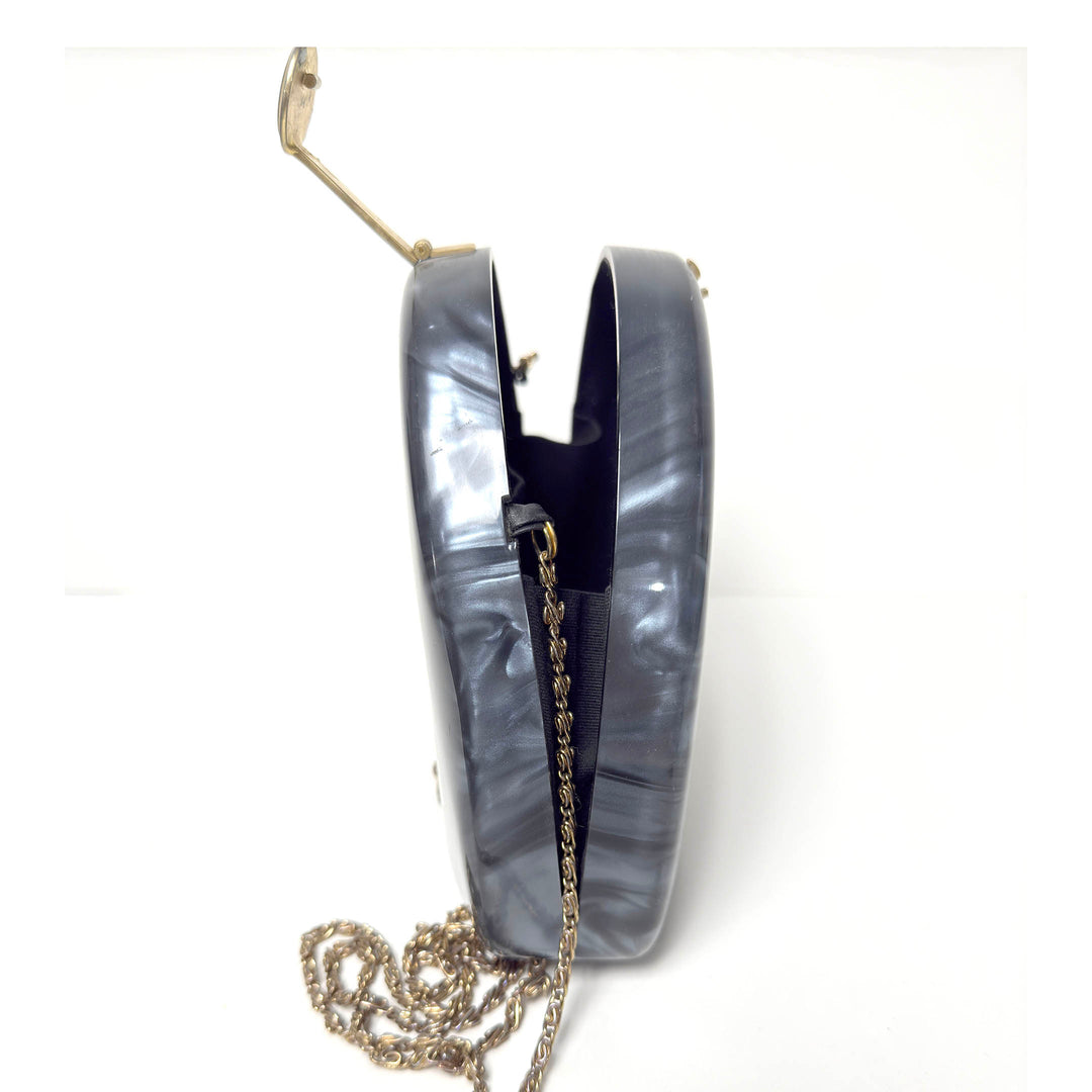1980’s Grey Marbled Plastic Lucite Chain Purse