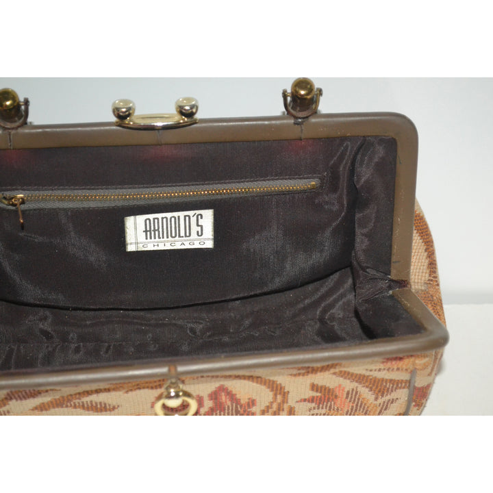 Vintage Brown Carpetbag Baguette Purse By Arnold