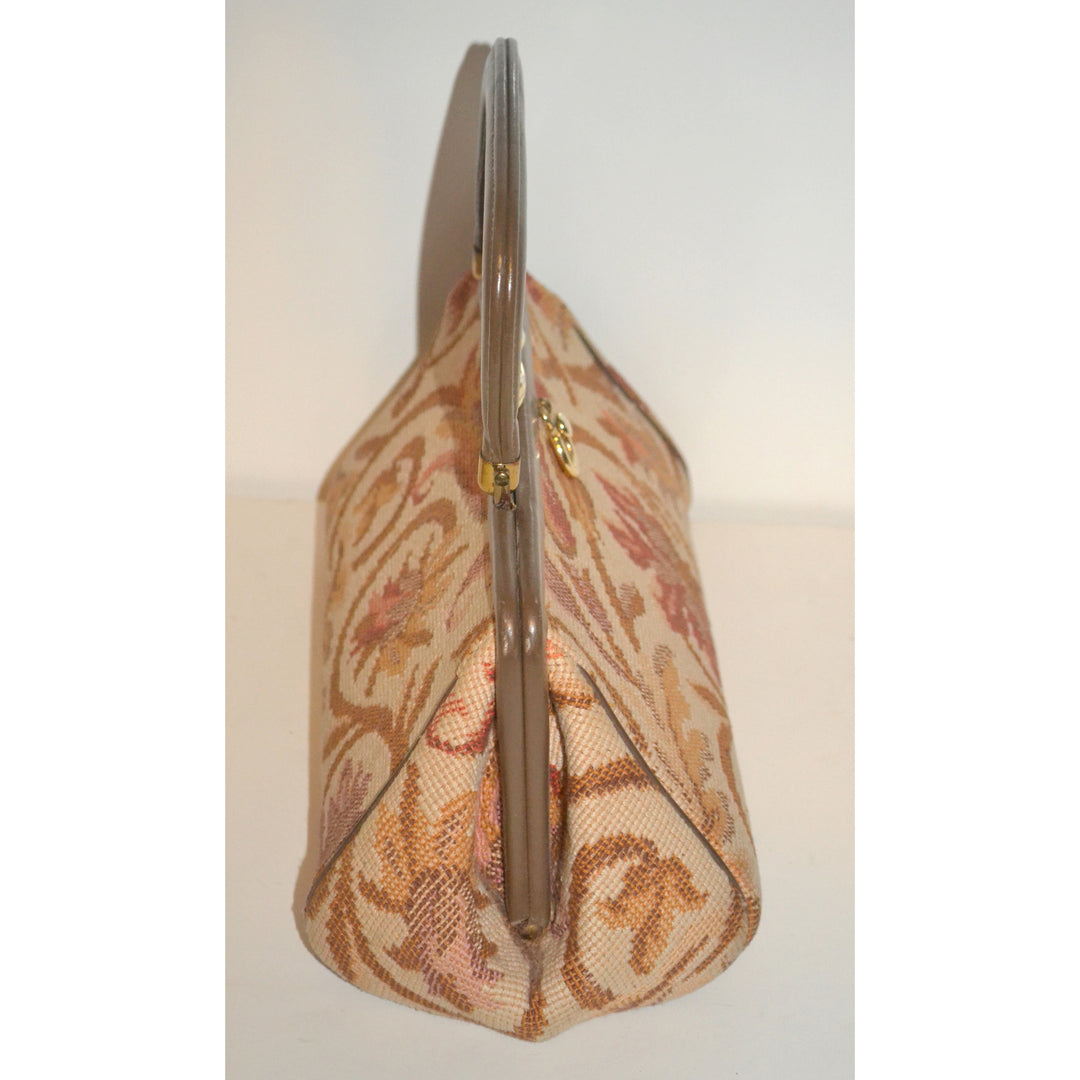 Vintage Brown Carpetbag Baguette Purse By Arnold