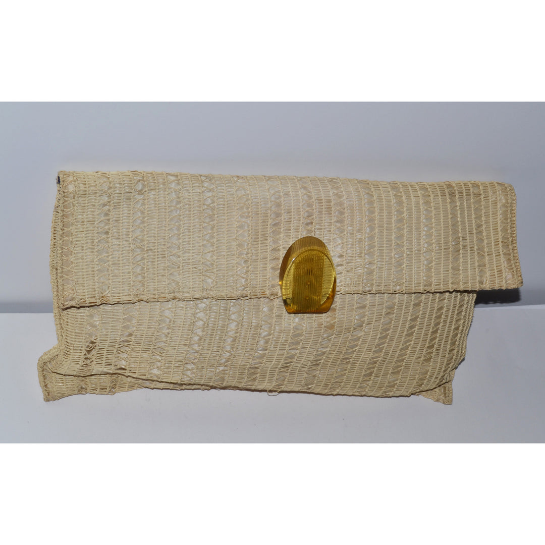 Vintage Bakelite Clasp Straw Purse By Mam'Selle