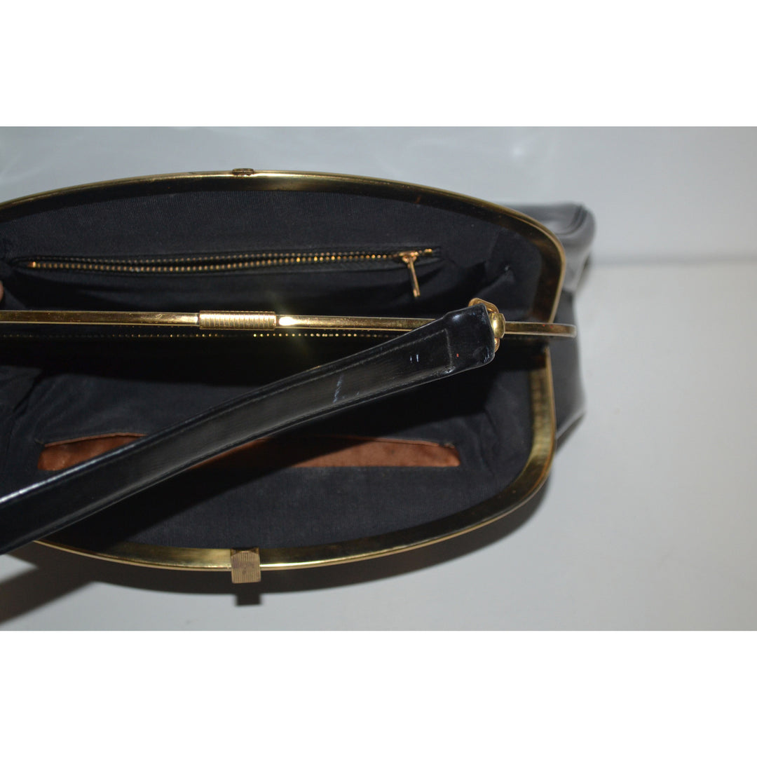 Vintage Black Patent Leather Handbag By Block