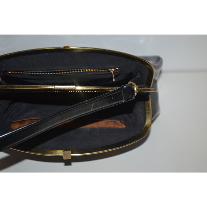 Vintage Black Patent Leather Handbag By Block