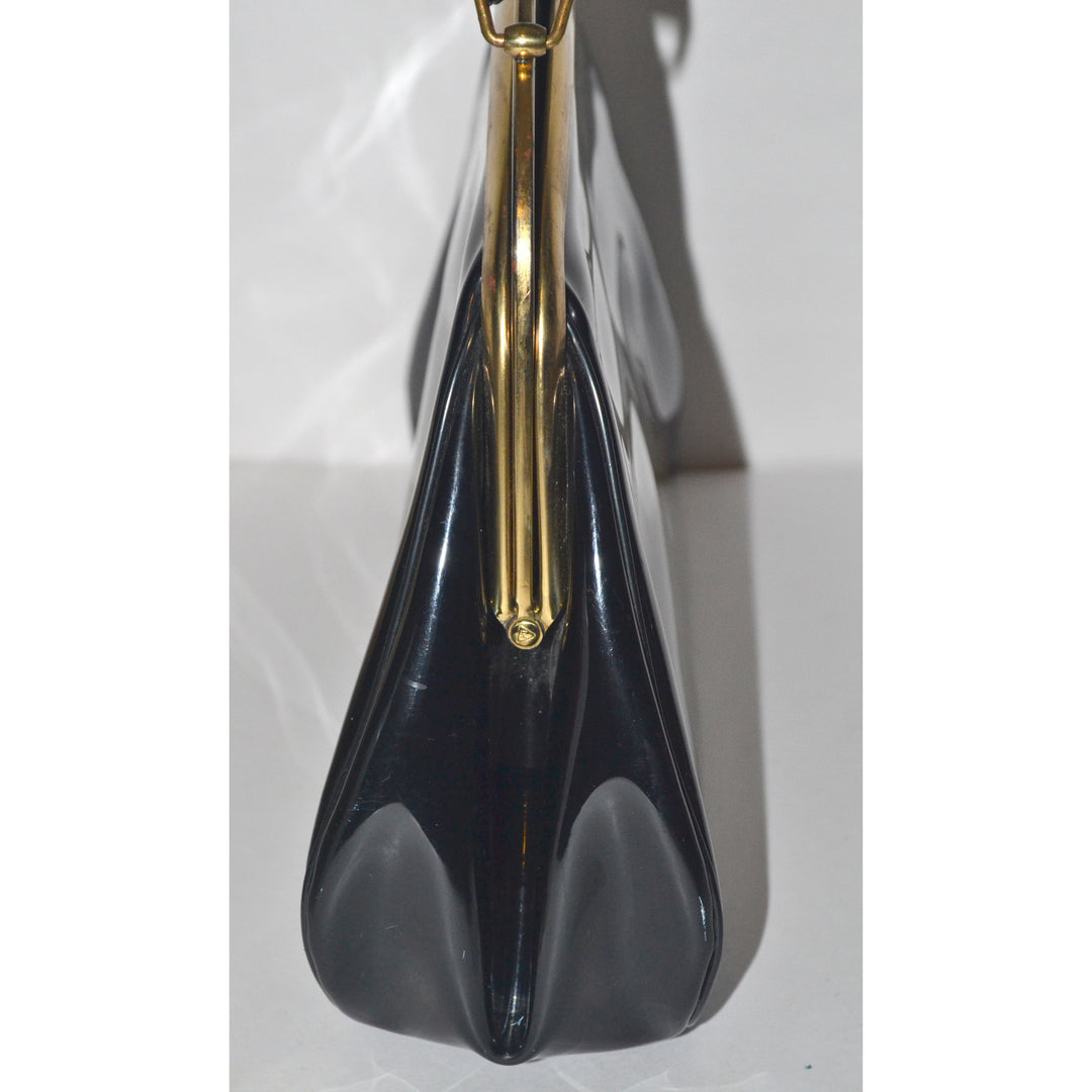Vintage Black Patent Leather Handbag By Block