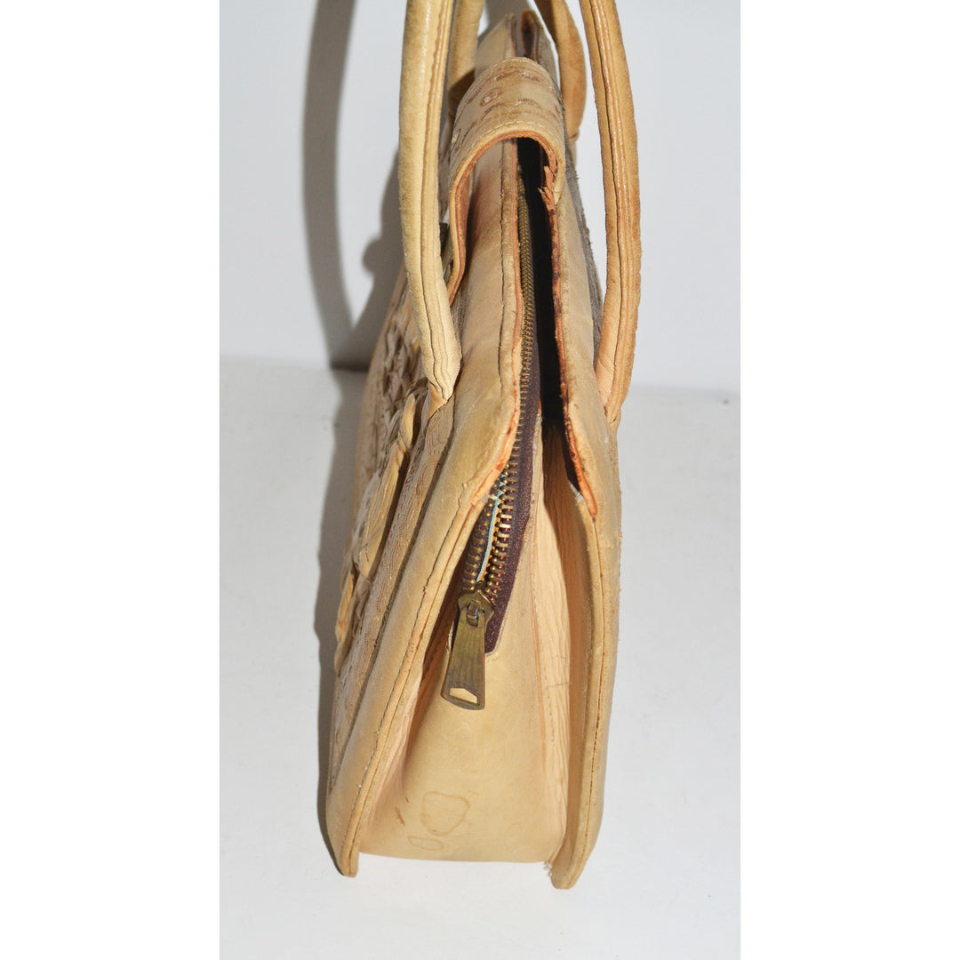 Vintage Natural Tooled Leather Mexican Purse