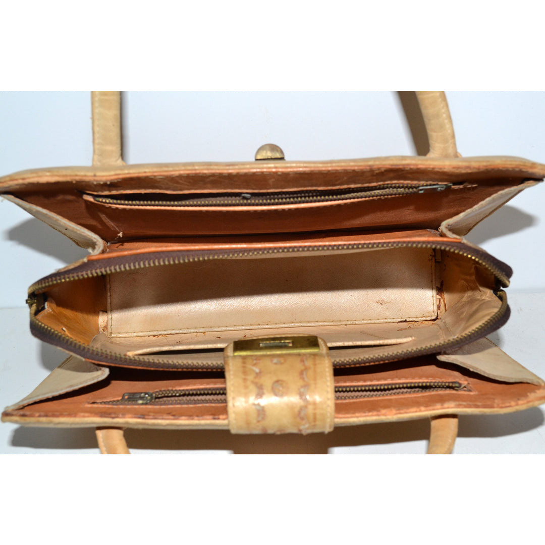 Vintage Natural Tooled Leather Mexican Purse