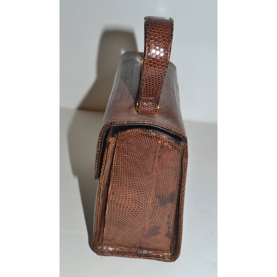 Vintage Brown Lizard Boxed Purse By Sterling