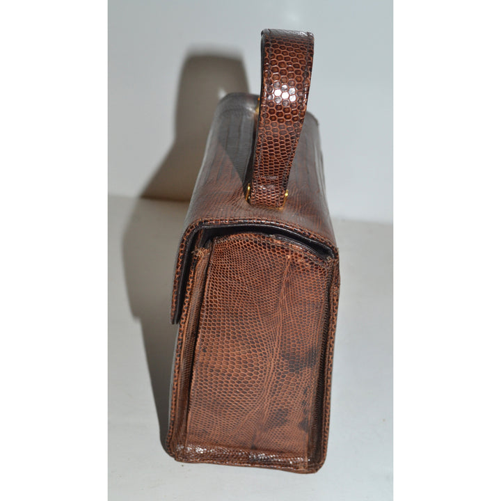 Vintage Brown Lizard Boxed Purse By Sterling