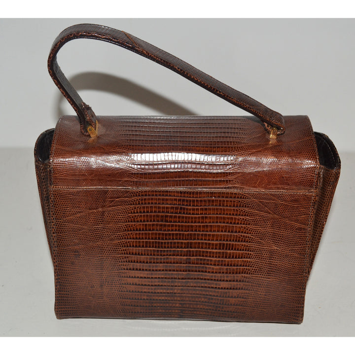 Vintage Brown Lizard Boxed Purse By Sterling
