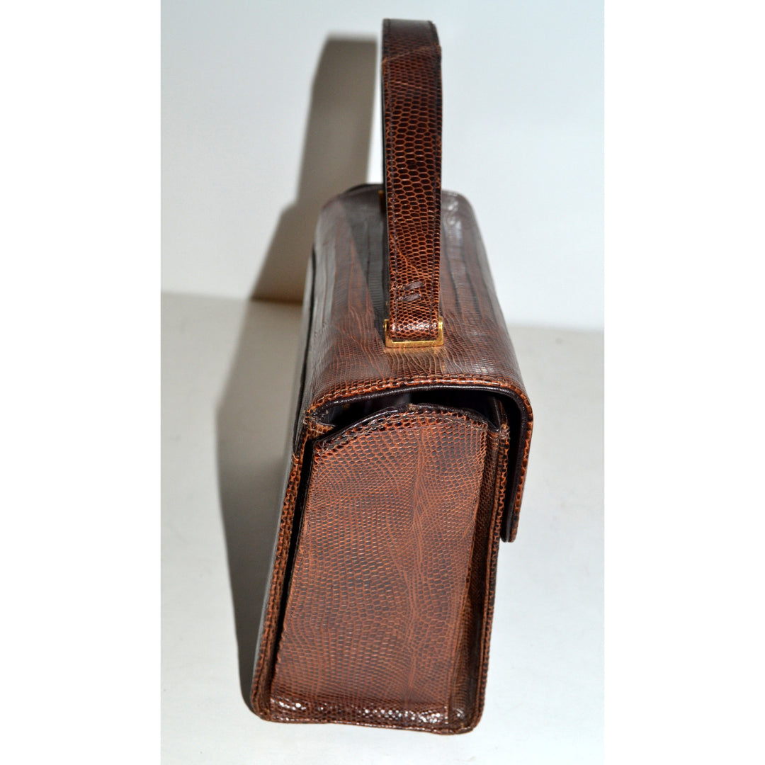 Vintage Brown Lizard Boxed Purse By Sterling