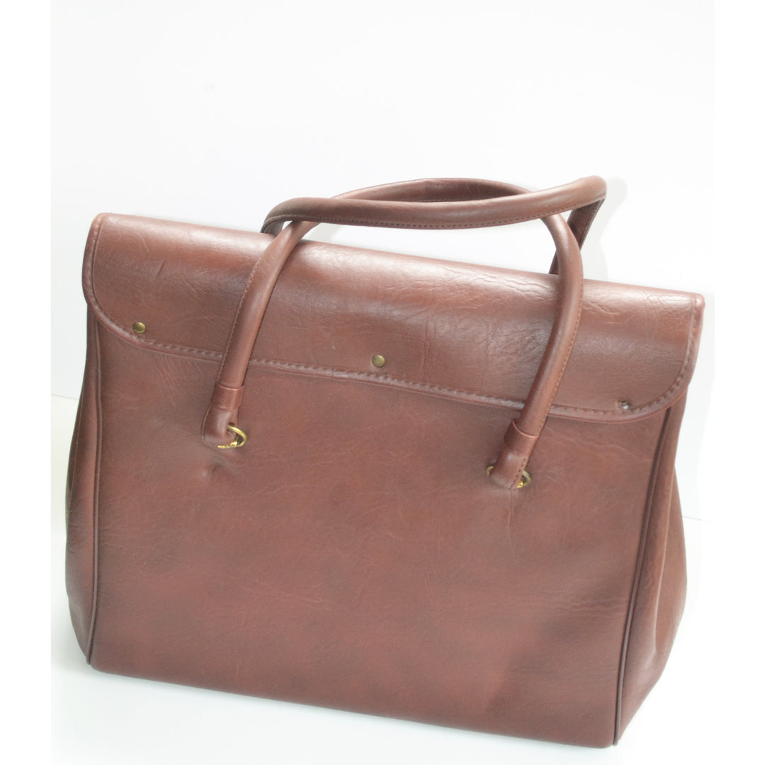 Vintage Brown Vinyl Kelly Bag Travel Tote