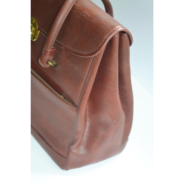 Vintage Brown Vinyl Kelly Bag Travel Tote