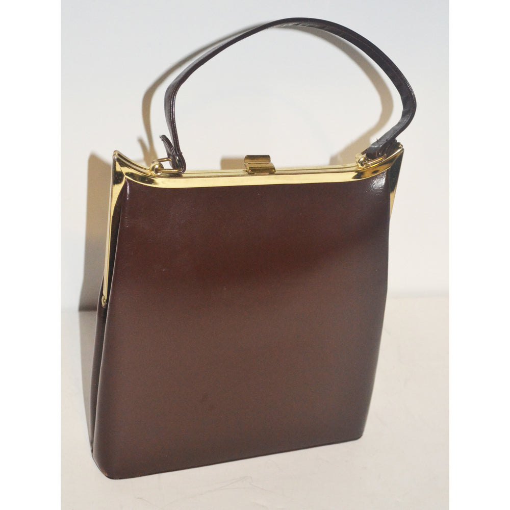 Vintage Brown Leather Handbag By Duchess