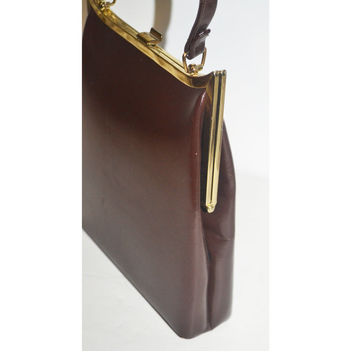 Vintage Brown Leather Handbag By Duchess