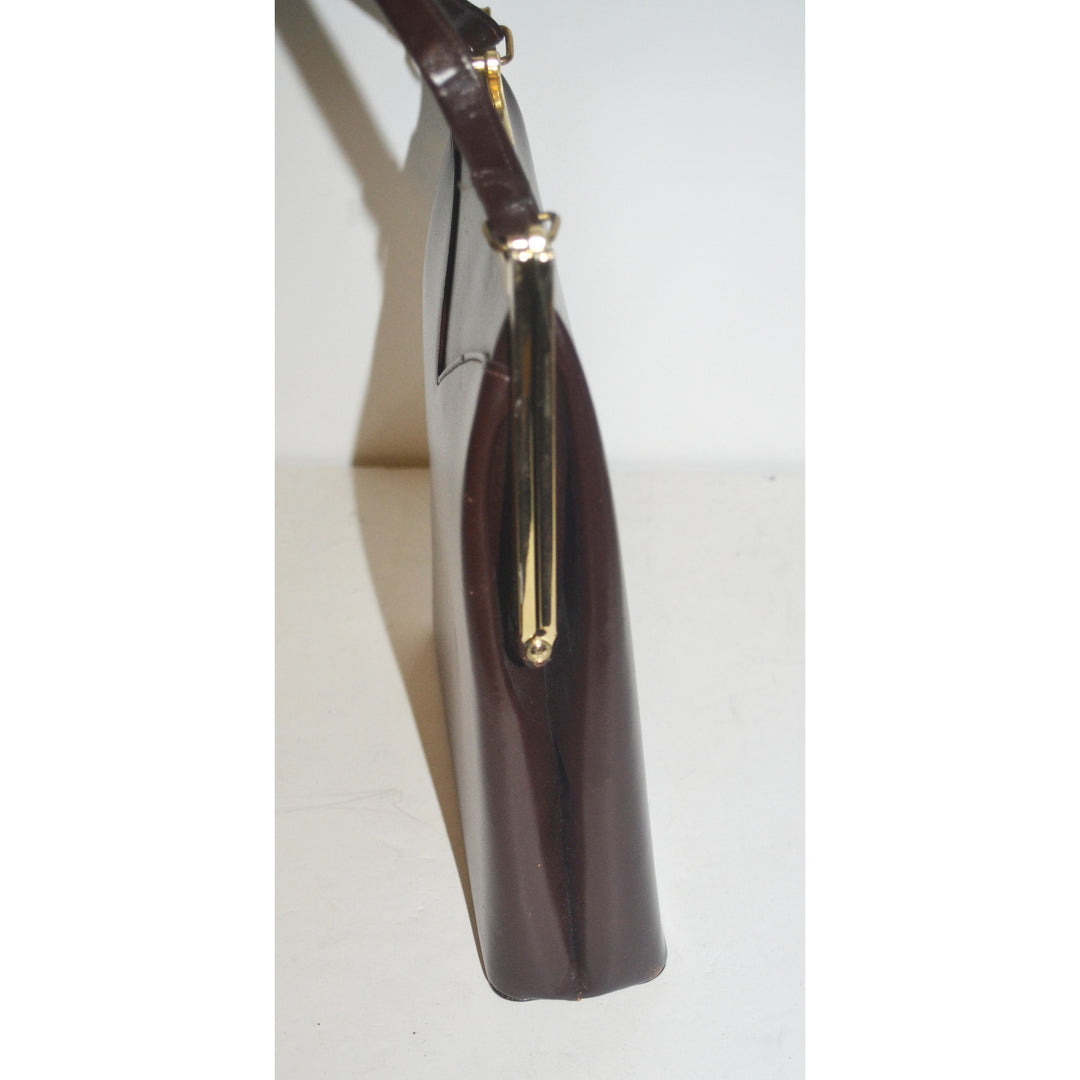 Vintage Brown Leather Handbag By Duchess