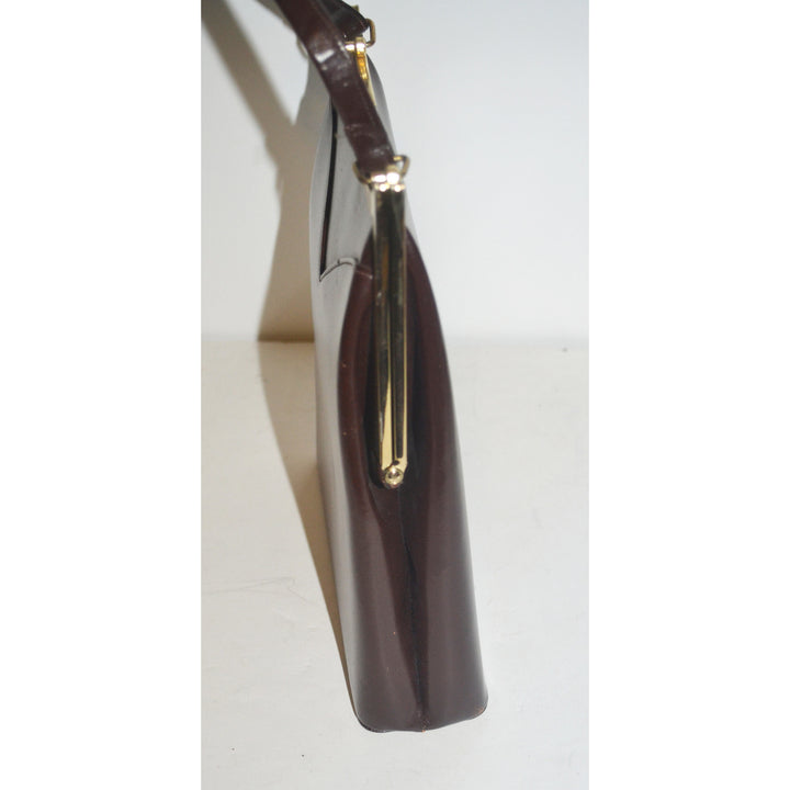 Vintage Brown Leather Handbag By Duchess