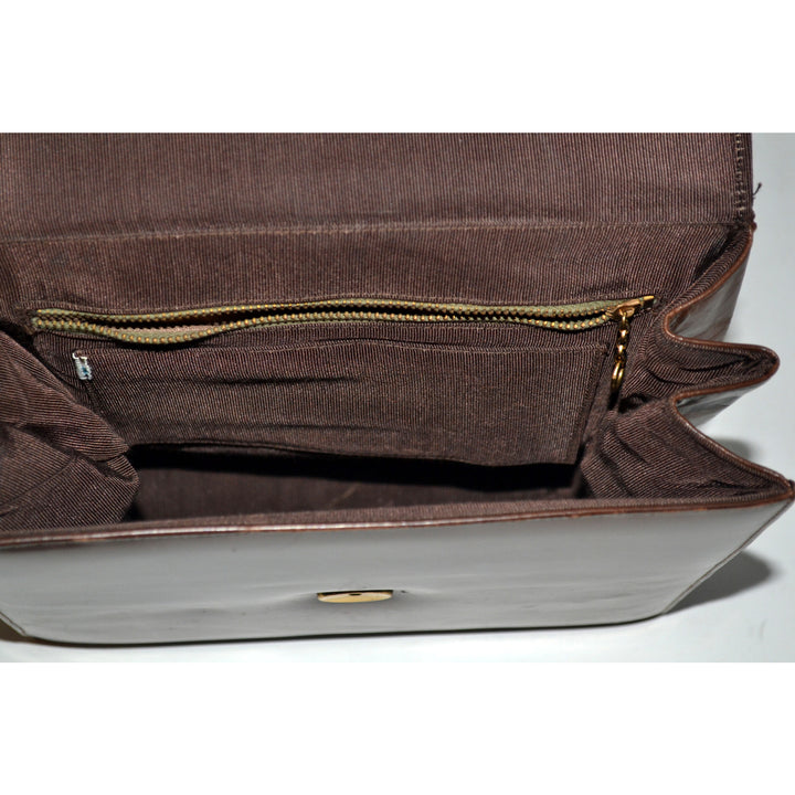 Vintage Brown Leather & Patent Trim Purse