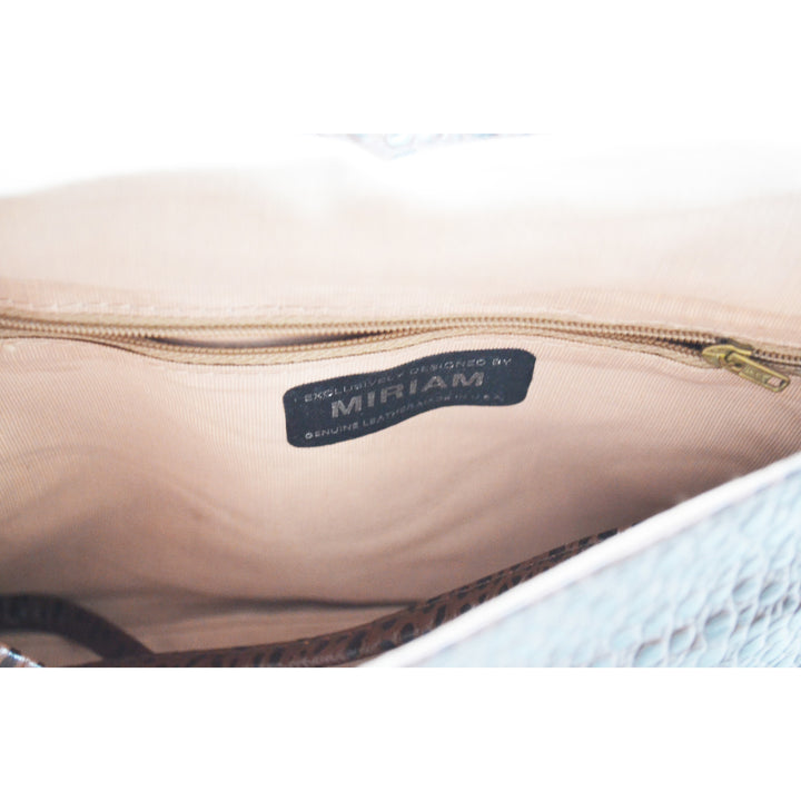 Vintage Brown Embossed Leather Clutch Purse By Miriam
