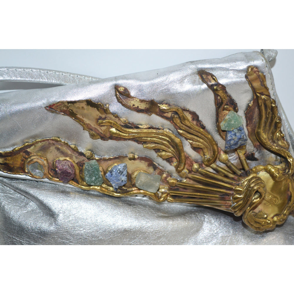 Vintage Silver Lame Wearable Art Purse By Carvalhu's Of Rio