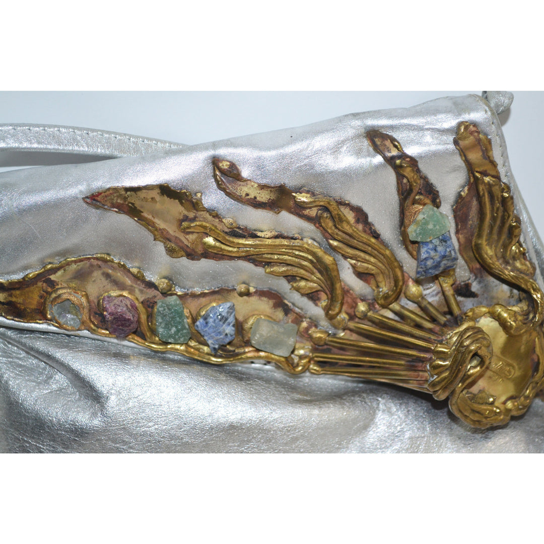 Vintage Silver Lame Wearable Art Purse By Carvalhu's Of Rio