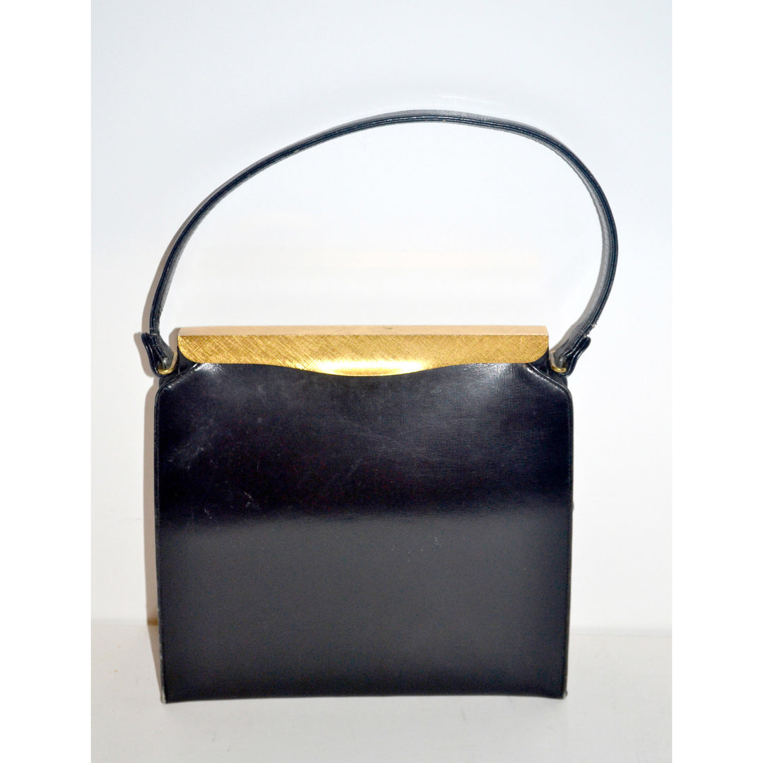 Vintage Black Leather Handbag By Coblentz