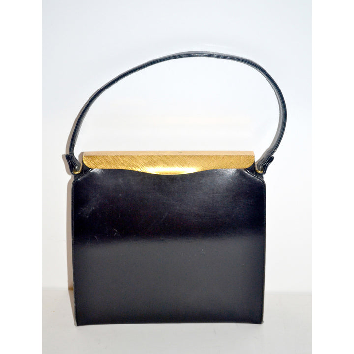 Vintage Black Leather Handbag By Coblentz