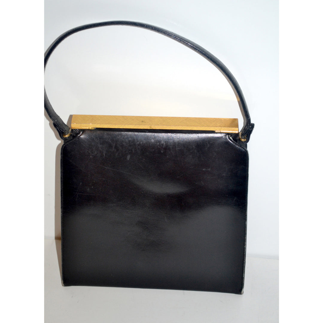 Vintage Black Leather Handbag By Coblentz