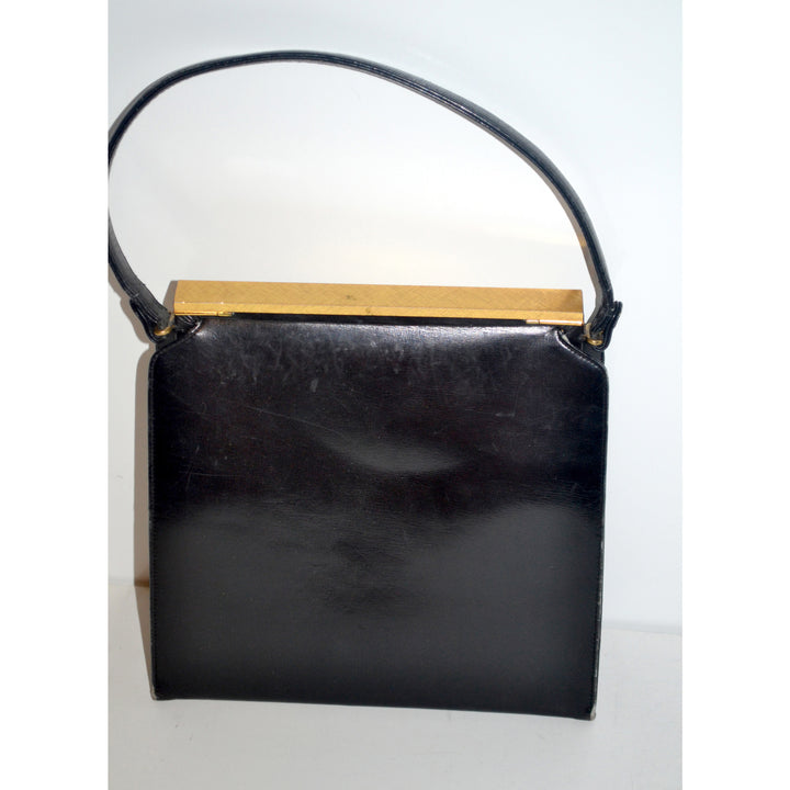 Vintage Black Leather Handbag By Coblentz