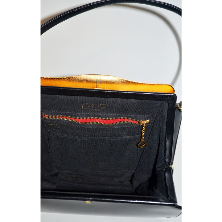 Vintage Black Leather Handbag By Coblentz