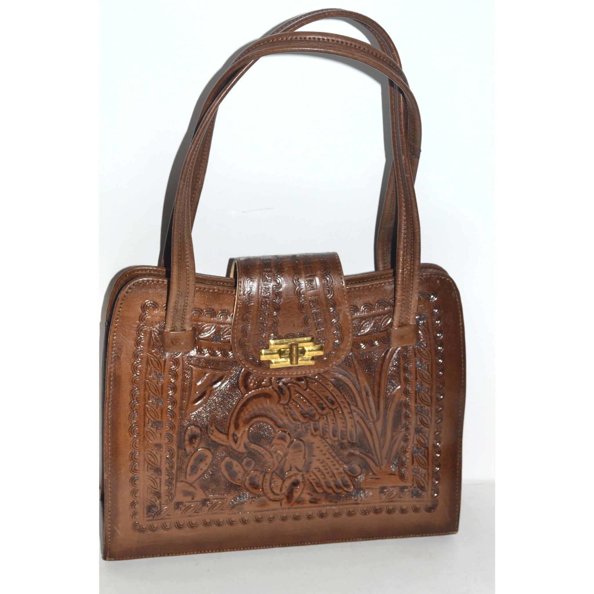 Vintage Tooled Leather Shoulder Bag -  Canada