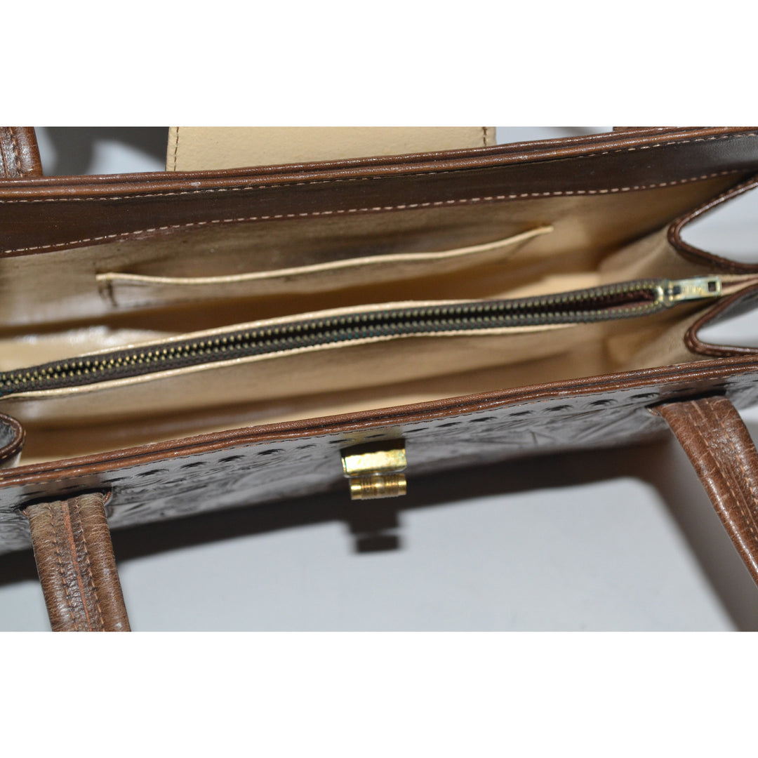 Vintage Mexican Brown Tooled Leather Eagle Purse