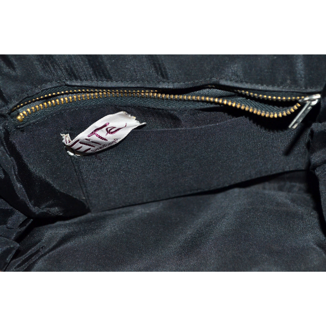 Vintage Black Leather Handbag Purse By Elite