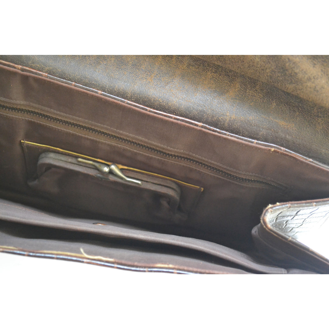 Vintage Crocodile Embossed Leather Clutch Purse