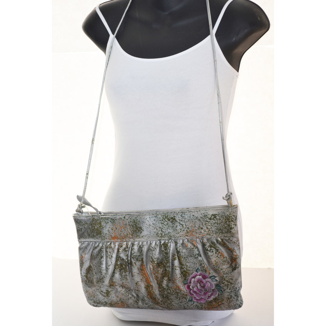 Vintage Silver Tone Painted Purse By Fancy Nancy - 1980's