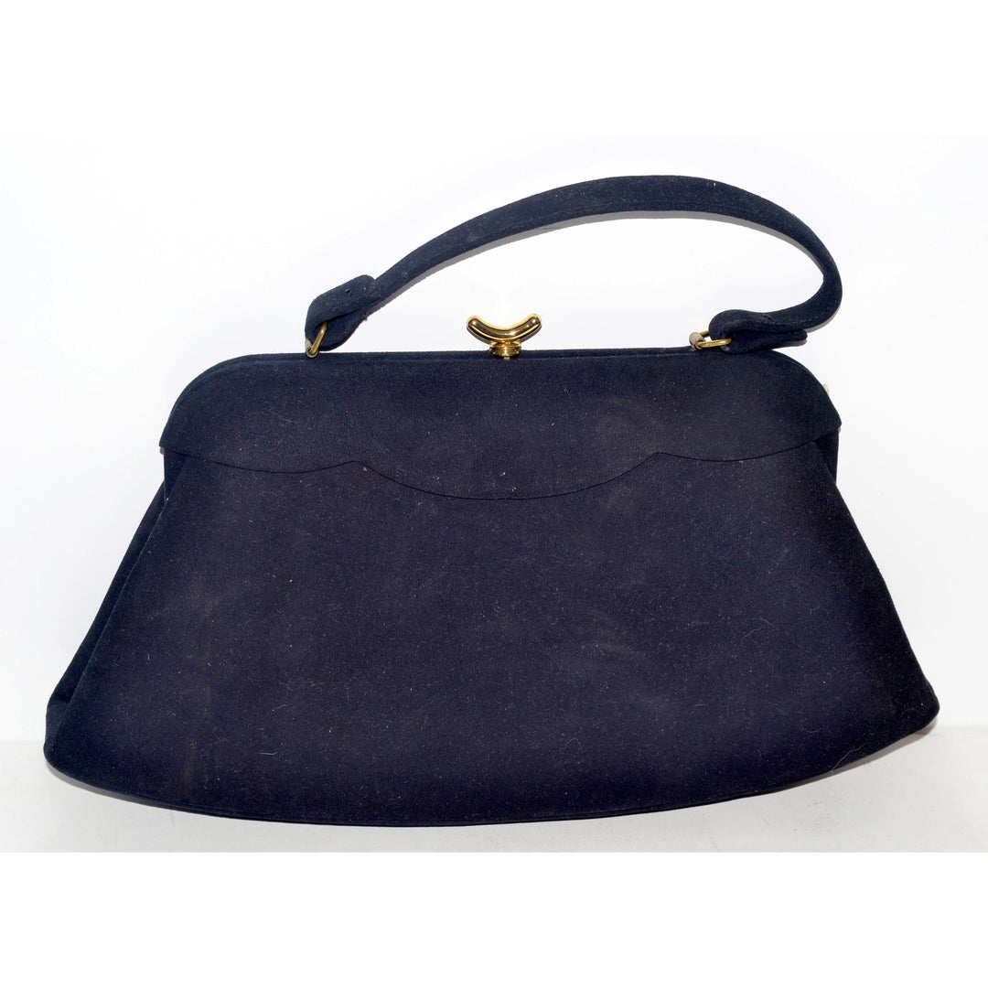 Vintage Navy Suede Purse By Kessler