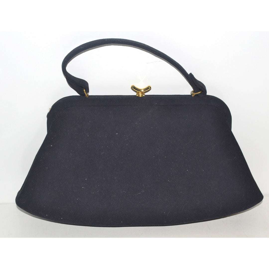 Vintage Navy Suede Purse By Kessler