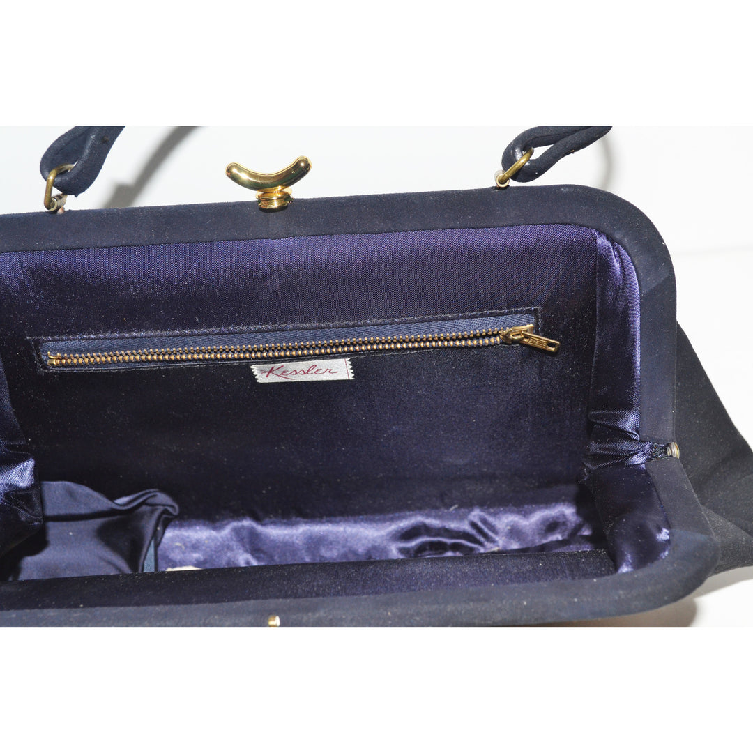 Vintage Navy Suede Purse By Kessler