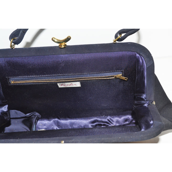 Vintage Navy Suede Purse By Kessler